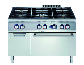 Electrolux Professional E7AANTBFMII Modulare Großküchengeräteserie 700XP 6-Flammen-Gasherd auf Gasofen mit Unterbau (Code 371407)