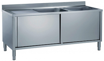 CUPB.SINK 2 BOWLS(500X500)L/H DRAIN.1600 (133046)