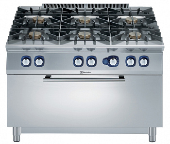 Electrolux Professional E9GCGL6CLM 6-FL(10KW)GASHERD+GROSSER GASOFEN 1200MM (Code 391016)