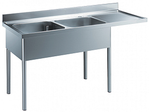 Electrolux Professional LR2DSXPEP Premium Preparation Sink Unit with 2 Bowls - Right Drain (Code 132940)