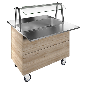 REFRIGERATED WELL, STATIC WITH FAN, 3GN+WHEELS H=900MM OVERSHELF W/LED LIGHTS (CODE 322031)