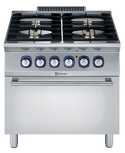 Electrolux Professional E7GCGH4CE0 4-BURNER GAS RANGE+ELECTRIC OVEN 800 MM (Code 371003)