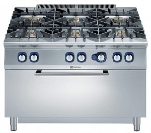 Electrolux Professional E9GCGL6CL0 6-BURNER GAS RANGE+LARGE GAS OVEN 1200MM (Code 391015)