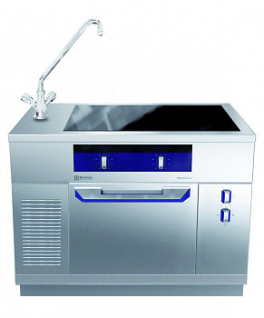 Modular Cooking Range Line thermaline 90 - Full Induction Top on Static Electric Oven, Left Tap, 2 Side, Backsplash, H=800 (Code 589897)