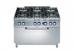 Electrolux Professional E9AAOTBJMII Modular Cooking Range Line 900XP 6-Burner Gas Range 10 kW on Large Gas Oven (Code 391581)