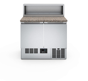 Electrolux Professional PTR259 Digitale Kühltische 2-türiger gekühlter Pizza-Zubereitungstisch mit Marmorplatte 250lt, +2+10°C, AISI 304, R290 (Code 725106)