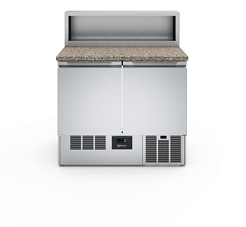 Electrolux Professional PTR259 Digitale Kühltische 2-türiger gekühlter Pizza-Zubereitungstisch mit Marmorplatte 250lt, +2+10°C, AISI 304, R290 (Code 725106)