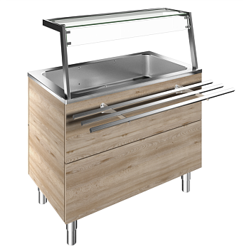 REFRIGERATED WELL, STATIC WITH FAN, 3GN H=900MM OVERSHELF W/LED LIGHTS (CODE 322094)