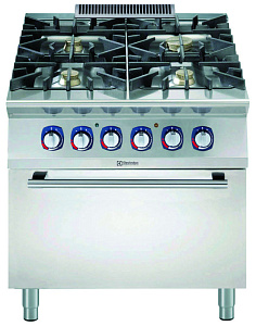 Electrolux Professional E9AAMCBCMEE Modulare Großküchengeräteserie 900XP Gasherd mit 4 Brennern (1x10 kW, 3x6 kW) und Elektroofen (6 kW) mit 3-mm-Arbeitsplatte (Code 391457)