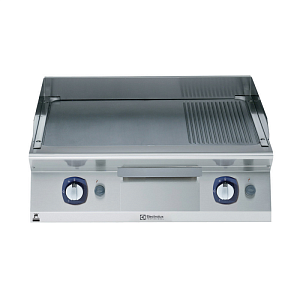 Electrolux Professional E7IIMAAOMEA GAS FRY TOP-SMOOTH+RIBBED PLATE 800 MM-BRUSHED CHROME (CODE 371335)