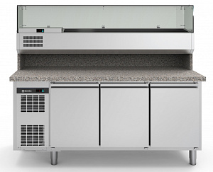 Electrolux Professional RCSH3D Pizza counters 3-door Refrigerated Counter with show case (Code 725190)