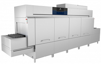 Warewashing Flight type dishwasher, 2 tanks, 6400 dishes/h, electric, 950mm loading, 1000mm unloading, ESD (Code 520048)