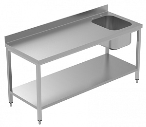 Electrolux Professional LSGTL1810D WORK TABLE R/H BOWL 1800MM+UPSTAND+SHELF (134108)
