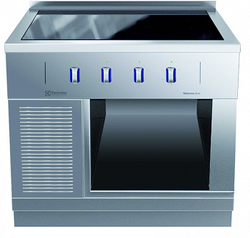 Modular Cooking Range Line thermaline 85 - 4 Zone Full Surface Induction Top on Open Base, 1 Side, Backsplash (Code 588448)