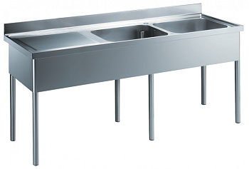 SINK UNIT 2 BOWLS + L/H DRAINER 2100 MM (133574)