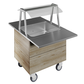 REFRIGERATED WELL, STATIC, 2GN+WHEELS H=750MM OVERSHELF W/LED LIGHTS (CODE 322060)