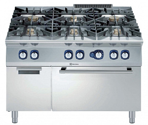 Electrolux Professional E9GCGLTC10 6-BUR GAS RANGE+OV+CUPB 1200MM-3MM WORKT (Code 391253)
