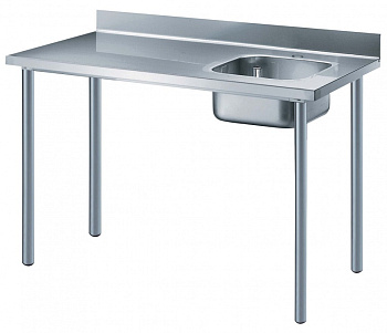 WORK TABLE WITH R/H BOWL+UPSTAND 1400 MM (133525)