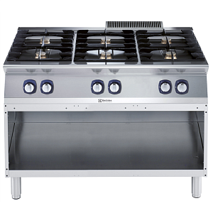 Electrolux Professional E7GCGL6CO0 6-BURNER GAS RANGE ON OPEN BASE 1200 MM (CODE 371179)