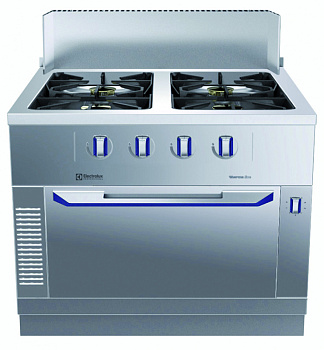 Modular Cooking Range Line thermaline 85 - 4-Burner Gas Top on Static Gas Oven, 1 Side (Town Gas) (Code 593120)