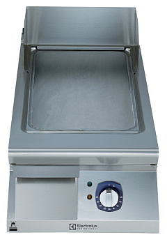 Electrolux Professional E9IINIAOMCA Modulare Großküchengeräteserie 900XP 400mm Elektro-Bratplatte mit glatt gebürsteter hartverchromter Stahloberfläche, horizontal,Halbmodul, Thermostatregelung, Schaber inkludiert (Code 391398)