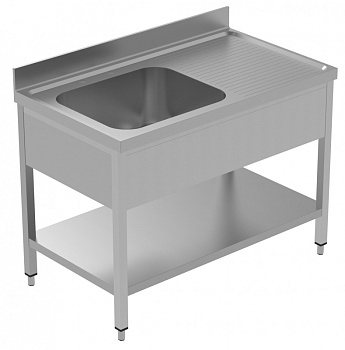 SINK UNIT 1 BOWL+ R/H DRAINER 1200+SHELF (134111)