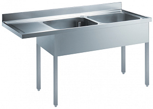 Electrolux Professional EDBD1817L Eco Preparation 1800 mm Soaking Sink for Dishwasher with 2 Bowls - Left drain (Code 132939)