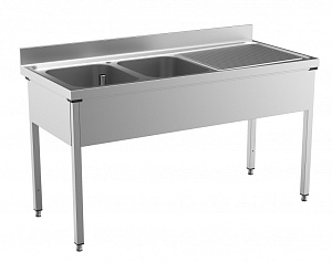 Electrolux Professional SL216DN Eco Preparation 1600 mm Sink with 2 Bowls - Right drain (Code 132904)