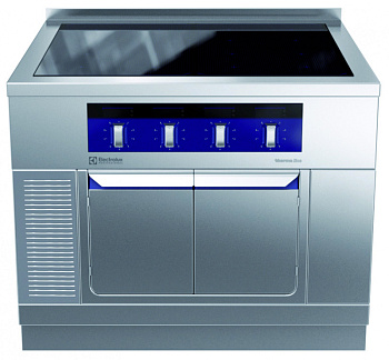 Modular Cooking Range Line thermaline 90 - 4 Zone Full Surface Induction Top on Cupbpard Base, 1 Side, Backsplash, H=700 (Code 589809)