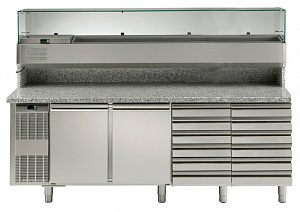 Electrolux Professional RCSH2D12W KÜHLTISCH MIT VITRINE, 2 TÜREN,12 SCHUBL (Code 727149)