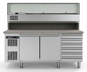 Electrolux Professional RCSH2D6W Pizza counters 2-door and 6-drawer Refrigerated Counter with Show Case (Code 725188)