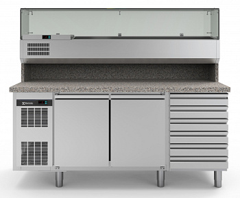 Pizza counters 2-door and 6-drawer Refrigerated Counter with Show Case (Code 725188)
