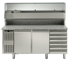 Electrolux Professional RCSH2D6W KÜHLTISCH MIT VITRINE, 2 TÜREN, 6 SCHUBL (Code 727148)