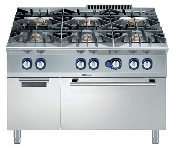 Electrolux Professional E9GCGL6C10 6-FLAMMEN-GASHERD +OFEN +SCHRANK 1200 MM (Code 391013)