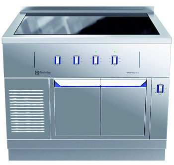 Electrolux Professional MBJJGBJ4AO Modulare Großküchengeräteserie thermaline 85 - Vollflächen-Induktionskochfeld auf Wärmeschrank, 4 Zonen, einseitig bedienbar mit Aufkantung (Code 588449)