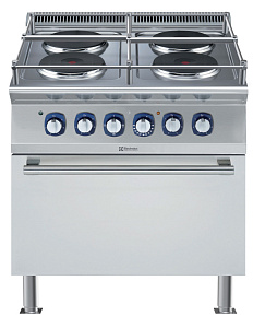 Electrolux Professional E7ECMH4RE5 Modular Cooking Range Line 700XP 4- Hot Round Plates Electric Boiling Top on Electric Oven - Marine (Code 371148)
