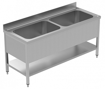 SOAKING SINK UNIT 2 BOWLS 1800 MM+SHELF (134059)