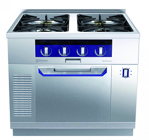 Electrolux Professional MCQMEBJCVO Modular Cooking Range Line thermaline 90 - 4-Burner Gas Top with Ecoflam on Static Gas Oven, 1 Side with Backsplash, H=700 (Tow (Code 593351)