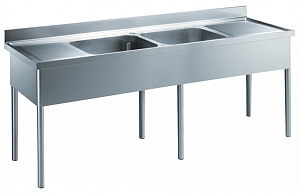 Electrolux Professional LG2426E SINK UNIT 2 BOWLS + DRAINERS 2400 MM (133575)