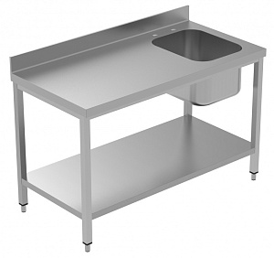 Electrolux Professional LSGTL1410D WORK TABLE R/H BOWL 1400MM+UPSTAND+SHELF (134106)