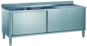 Electrolux Professional MLA1826DXN Standard Preparation 1800 mm Cupboard Sink with 2 Bowls & Right Drain (Code 132821)