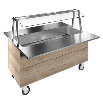 REFRIGERATED WELL, STATIC WITH FAN, 4GN+WHEELS H=750MM OVERSHELF W/LED LIGHTS (CODE 322065)