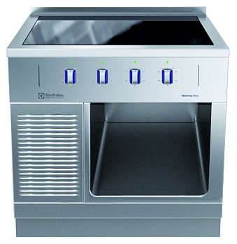 Modular Cooking Range Line thermaline 85 - 4 Zone Full Surface Induction Top on Open Base, 1 Side, Backsplash (H2) (Code 588445)