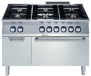 Electrolux Professional E7GCGL6C20 6-BURNER GAS RANGE+EL.OVEN+CUPB.1200MM (Code 371006)