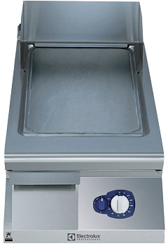 Electrolux Professional E9IINAAOMCA Modulare Großküchengeräteserie Halbmodul Gas-Bratplatte mit glatt gebürsteter hartverchromter Stahloberfläche, horizontal, Thermostatregelung, Schaber inkludiert (Code 391402)