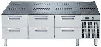 Electrolux Professional E9TTBECOMKN Modulare Großküchengeräteserie 900XP Kühlunterbau mit 6 Schubladen, -2/+10° C, automatische Abtaukondensatverdunstung - R290 (Code 391600)