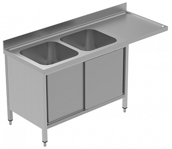 Electrolux Professional GLR2DSXPP SINK CUPBOARD DW 2BOWLS+R/H DRAINER 1800 (Code 134147)