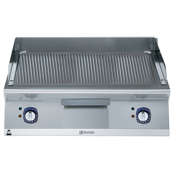 ELECTRIC FRYTOP FULL RIBBED SLOPED 800MM - BRUSHED CHROME (CODE 391408)