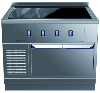 Modular Cooking Range Line thermaline 85 - 4 Zone Full Surface Induction Top on Cupboard Base, 1 Side, Backsplash (Code 588450)