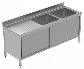 SINK CUPBOARD 2 BOWLS+L/H DRAINER 2100MM (134143)